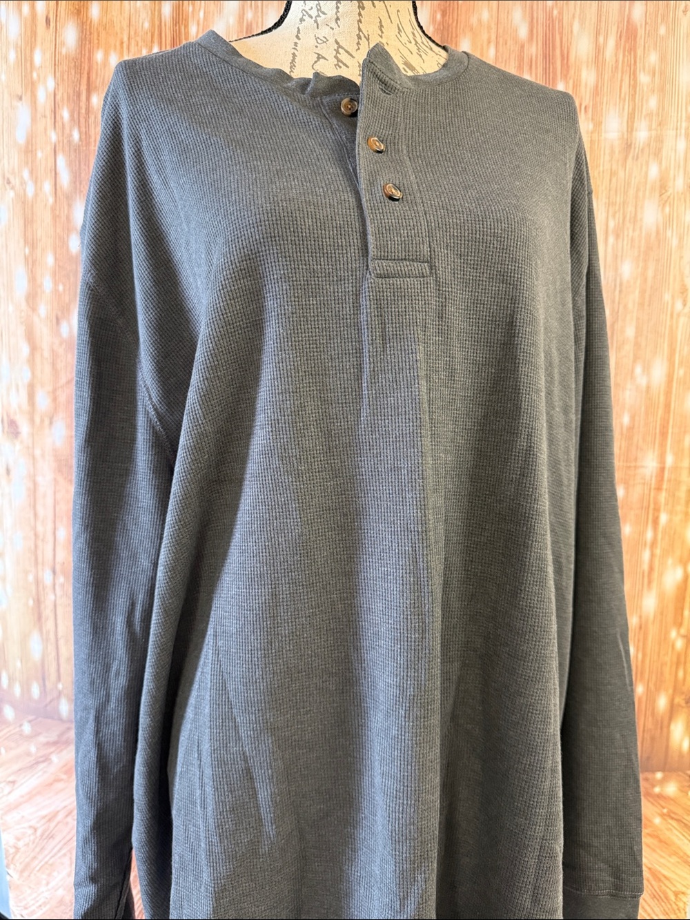 Men's Long-Sleeve Henley Shirt - Charcoal Gray by Ocean+Coast